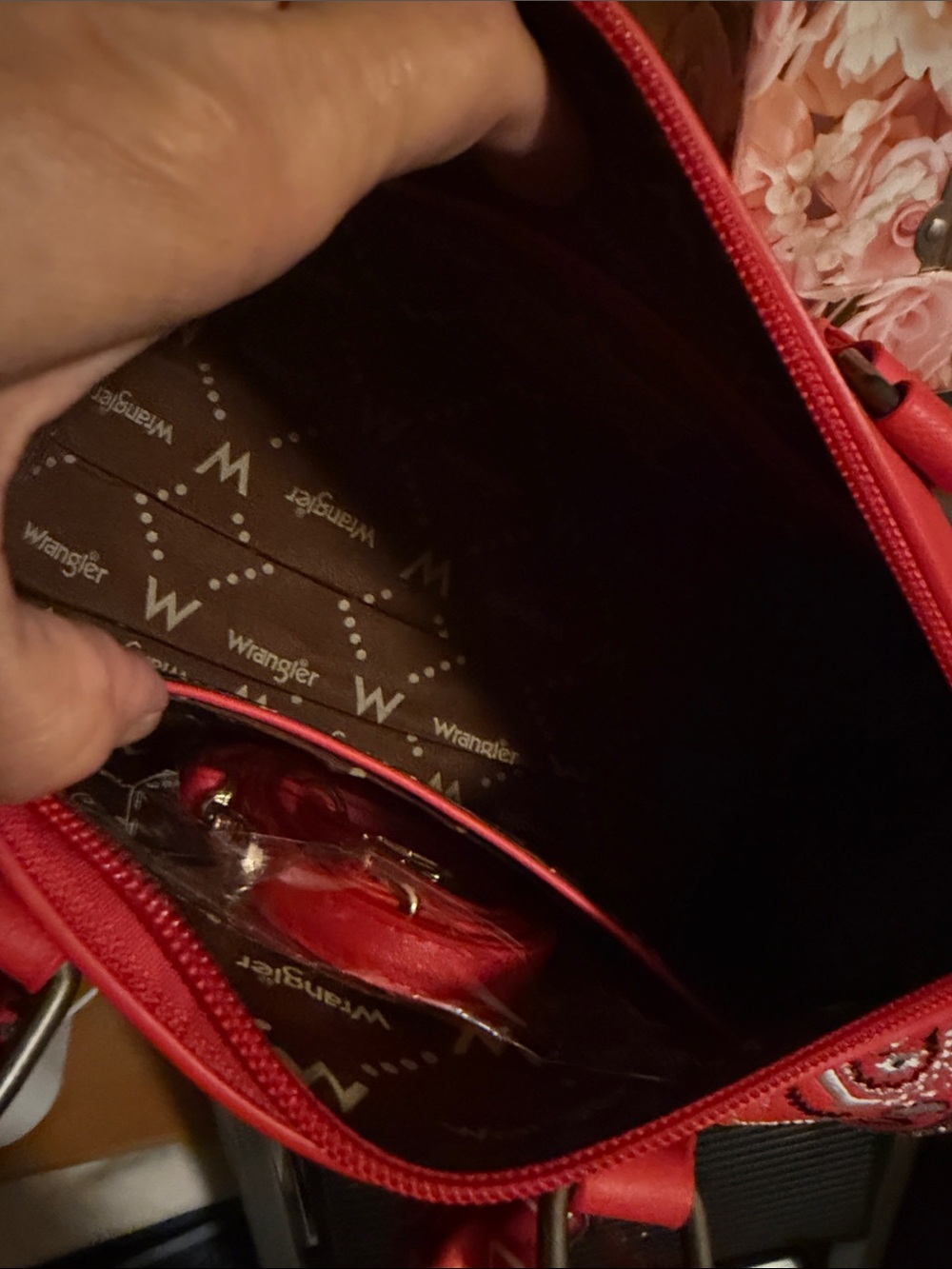 Wrangler Red Bandana-Accent Satchel with Bow Charm - Picture 5 of 6